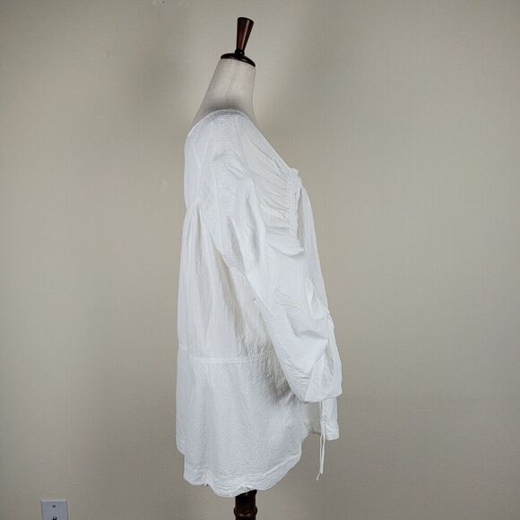 Free People Top Large White Brynn Tunic Peasant Cottagecore Hippie Babydoll - Picture 3 of 10